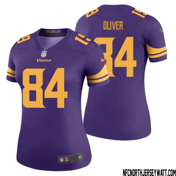 Josh Oliver No 84 Women Purple Minnesota Vikings Color Rush Vapor Untouchable Limited Jersey- Replica