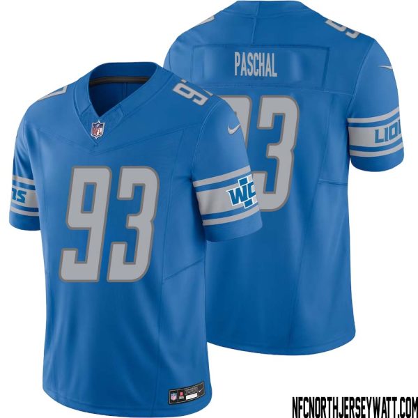 Josh Paschal No 93 Men Blue Detroit Lions Vapor F.u.s.e. Limited Jersey – Replica