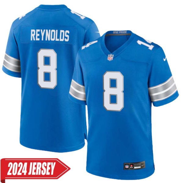Josh Reynolds No 8 Men’S Detroit Lions Home Game 2024 Jersey – Blue