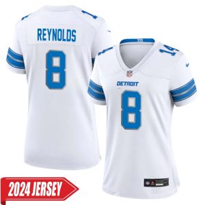 Josh Reynolds No 8 Woman’s Detroit Lions Away Game 2024 Jersey – White
