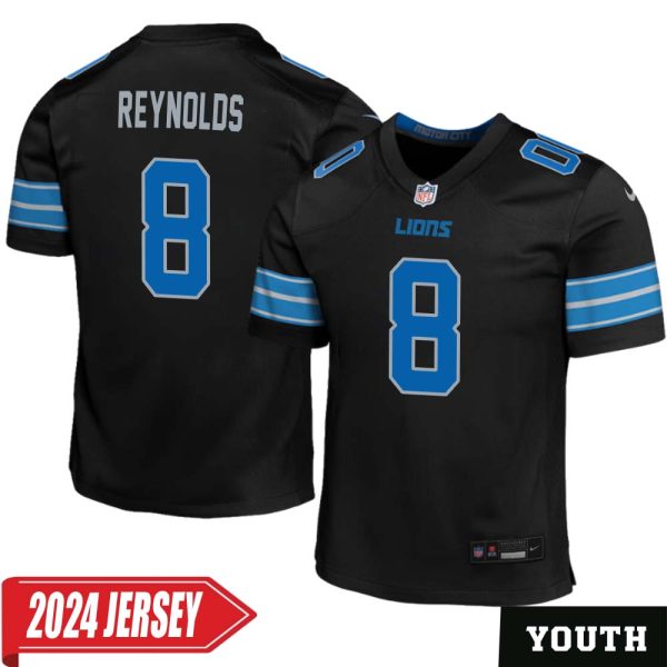 Josh Reynolds No 8 Youth’S Detroit Lions 2Nd Alternate Vapor F.u.s.e. Limited 2024 Jersey – Black