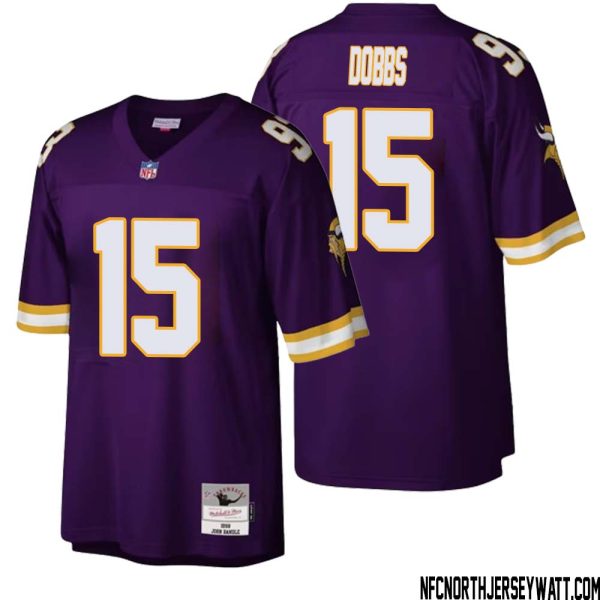 Joshua Dobbs No 15 Men Mitchell & Ness Purple Minnesota Vikings Legacy Replica Jersey