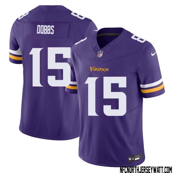 Joshua Dobbs No 15 Men Purple Minnesota Vikings Vapor F.u.s.e. Limited Jersey- Replica