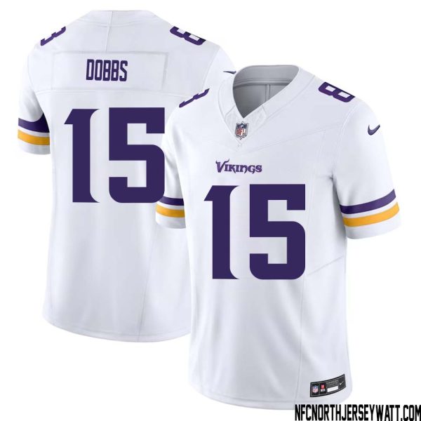 Joshua Dobbs No 15 Men White Minnesota Vikings Vapor F.U.S.E. Limited Jersey- Replica