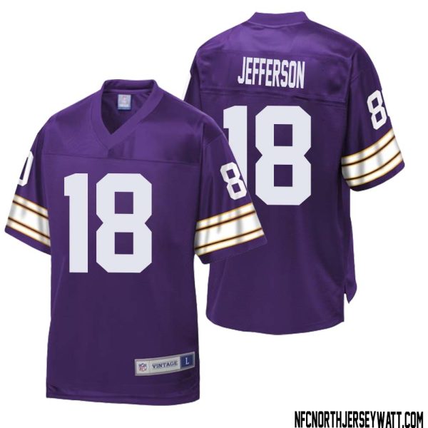 Justin Jefferson No 18 Men Nfl Pro Line Purple Minnesota Vikings Retired Player Replica Jersey