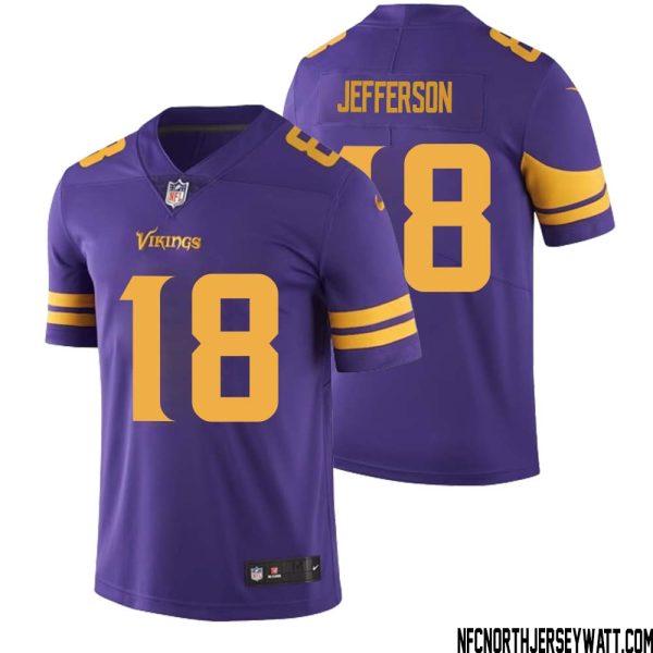 Justin Jefferson No 18 Men Purple Minnesota Vikings Color Rush Vapor Untouchable Limited Jersey- Replica