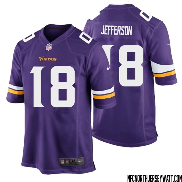 Justin Jefferson No 18 Minnesota Vikings Game Jersey Court Purple For Mens – Replica