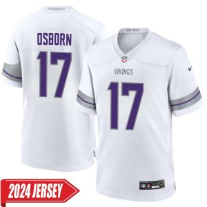 K.J. Osborn No 17 Men’s Minnesota Vikings White Alternate Custom Game 2024 Jersey