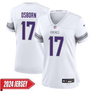 K.J. Osborn No 17 Woman’s Minnesota Vikings White Alternate Custom Game 2024 Jersey
