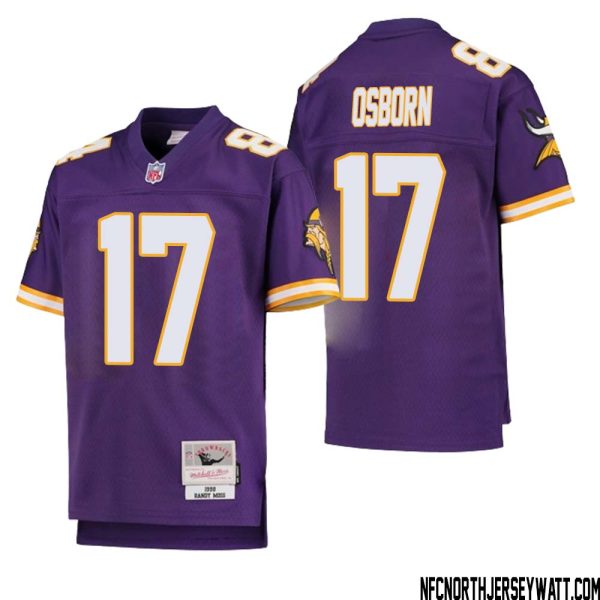 K.j. Osborn No 17 Youth Mitchell & Ness Purple Minnesota Vikings 1998 Legacy Retired Player Jersey- Replica