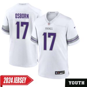K.J. Osborn No 17 Youth’s Minnesota Vikings White Alternate Custom Game 2024 Jersey