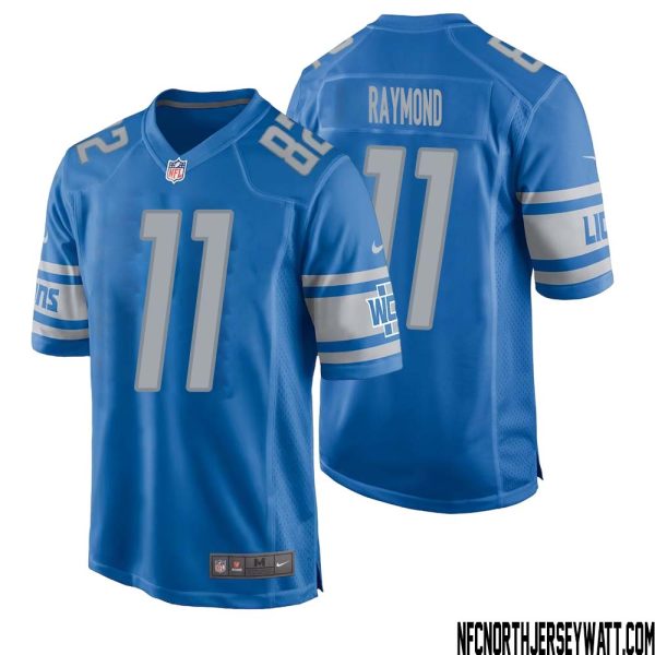 Kalif Raymond No 11 Men Blue Detroit Lions Player Home Game Jersey – Replica