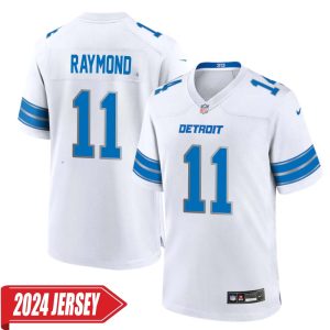 Kalif Raymond No 11 Men’s Detroit Lions Away Game 2024 Jersey – White