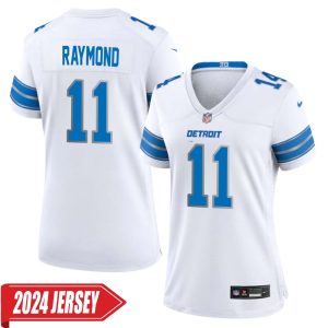 Kalif Raymond No 11 Woman’s Detroit Lions Away Game 2024 Jersey – White
