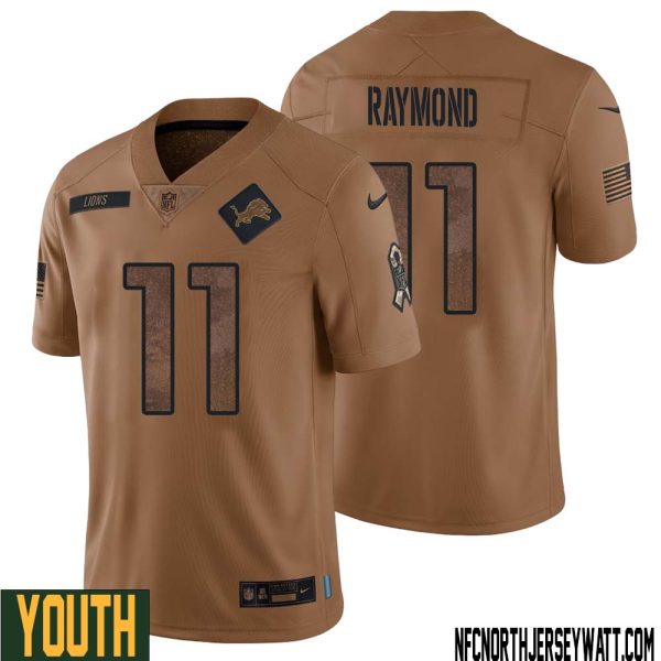 Kalif Raymond No 11 Youth Brown Detroit Lions 2023 Salute To Service Retired Player Limited Jersey – Replica