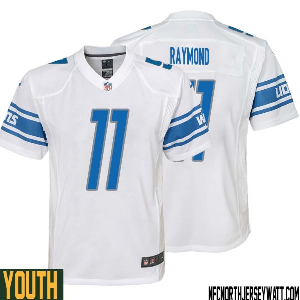 Kalif Raymond No 11 Youth White Detroit Lions Player Away Game Jersey – Replica