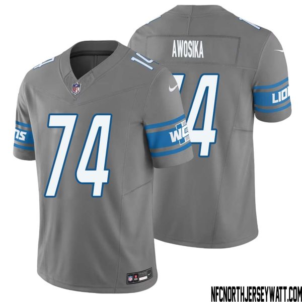 Kayode Awosika No 74 Men Detroit Lions Vapor F.u.s.e. Limited Jersey Silver – Replica