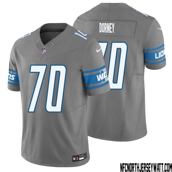 Keith Dorney No 70 Men Detroit Lions Vapor F.U.S.E. Limited Jersey Silver – Replica