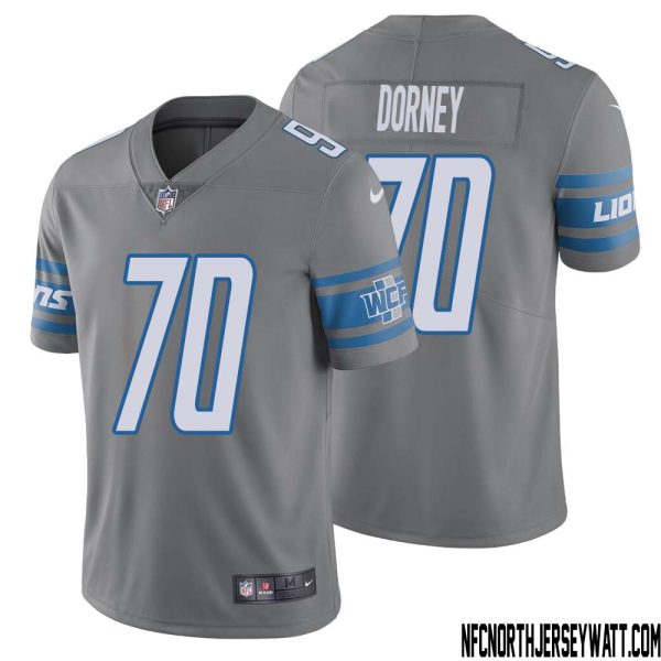 Keith Dorney No 70 Men Steel Detroit Lions Vapor Untouchable Color Rush Limited Player Jersey – Replica