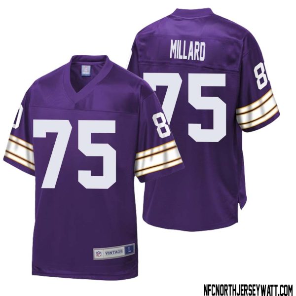 Keith Millard No 75 Men NFL Pro Line Purple Minnesota Vikings Retired Player Replica Jersey