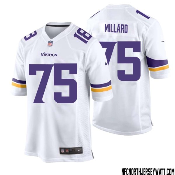 Keith Millard No 75 Men White Minnesota Vikings Game Player Away Jersey – Replica