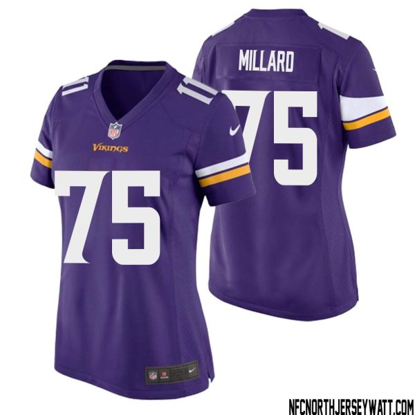 Keith Millard No 75 Minnesota Vikings Game Jersey Court Purple for Womens – Replica