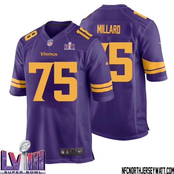 Keith Millard No 75 Minnesota Vikings Super Bowl Lviii Alternate Game Jersey Purple For Men – Replica