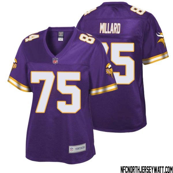 Keith Millard No 75 Women Nfl Pro Line Purple Minnesota Vikings Retired Player Replica Jersey