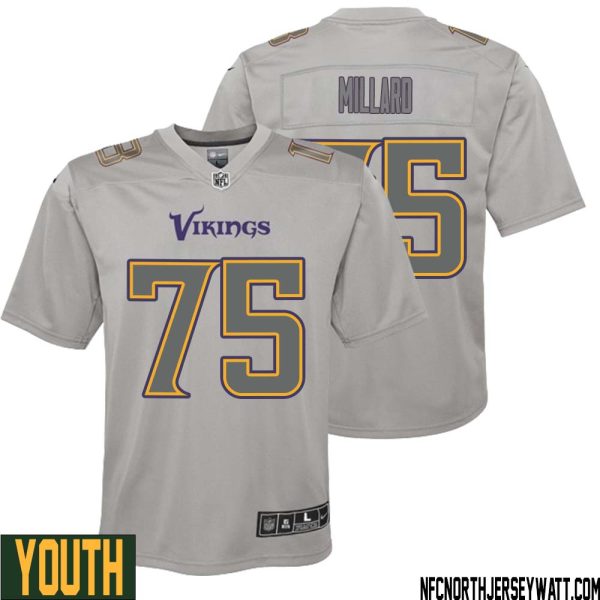 Keith Millard No 75 Youth Gray Minnesota Vikings Atmosphere Fashion Game Jersey – Replica
