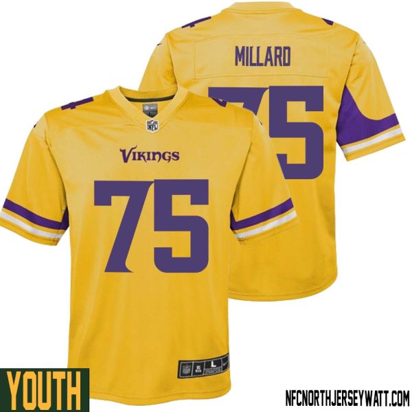 Keith Millard No 75 Youth Minnesota Vikings Gold Inverted Legend Jersey – Replica