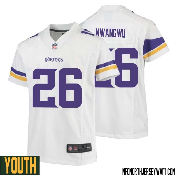 Kene Nwangwu No 26 Youth White Minnesota Vikings Game Player Away Jersey – Replica