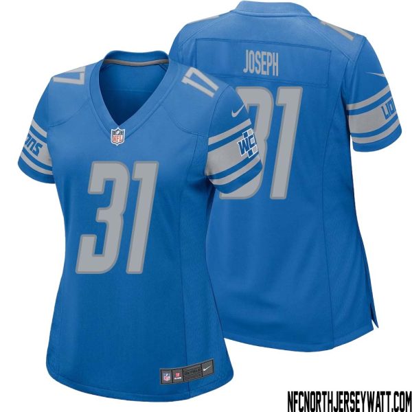 Kerby Joseph No 31 Women Blue Detroit Lions Player Home Game Jersey – Replica