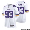 Khyiris Tonga No 95 Men White Minnesota Vikings Game Player Away Jersey – Replica