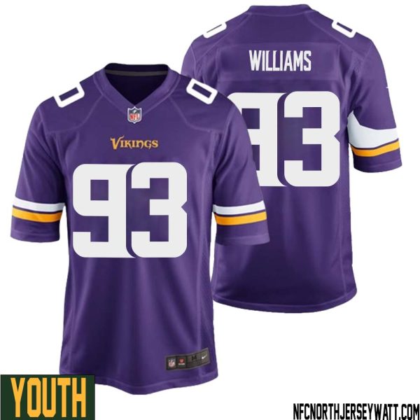 Kevin Williams No 93 Minnesota Vikings Game Jersey Court Purple For Youth – Replica