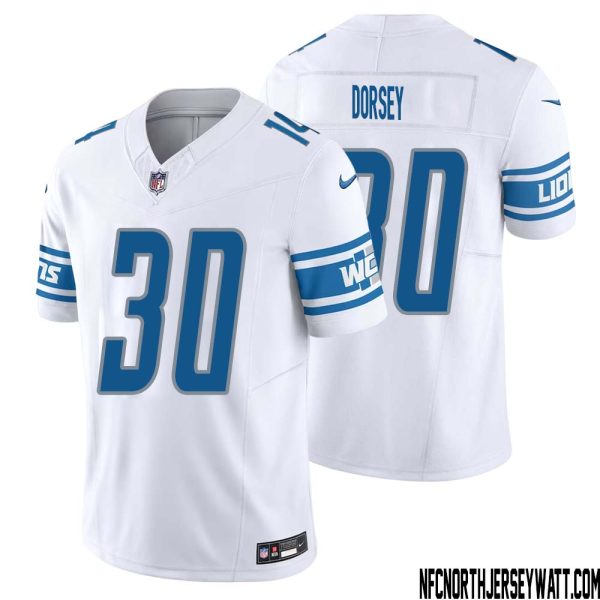Khalil Dorsey No 30 Men White Detroit Lions Vapor F.u.s.e. Limited Jersey – Replica