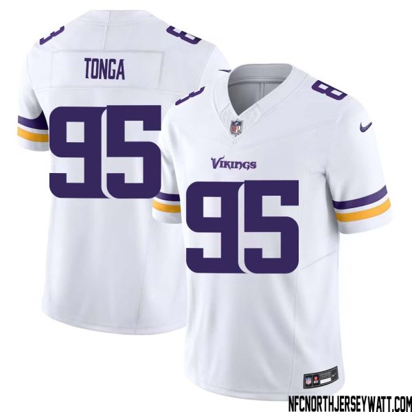 Khyiris Tonga No 95 Men White Minnesota Vikings Vapor F.u.s.e. Limited Jersey- Replica