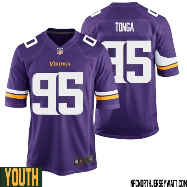 Khyiris Tonga No 95 Minnesota Vikings Game Jersey Court Purple For Youth – Replica