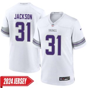 Khyree Jackson No 31 Men’s Minnesota Vikings White Alternate Custom Game 2024 Jersey