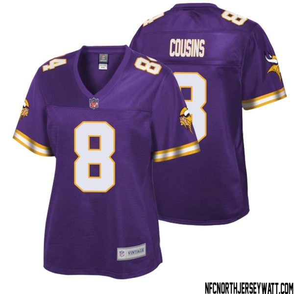 Kirk Cousins No 8 Women NFL Pro Line Purple Minnesota Vikings Retired Player Replica Jersey