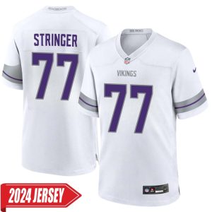 Korey Stringer No 77 Men’s Minnesota Vikings White Alternate Custom Game 2024 Jersey