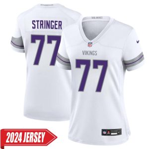 Korey Stringer No 77 Woman’s Minnesota Vikings White Alternate Custom Game 2024 Jersey