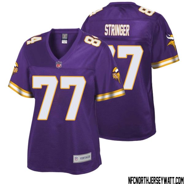 Korey Stringer No 77 Women Nfl Pro Line Purple Minnesota Vikings Retired Player Replica Jersey