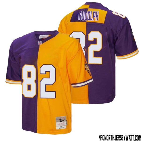 Kyle Rudolph No 82 Men Mitchell & Ness Purple Gold Minnesota Vikings 1998 Split Legacy Replica Jersey