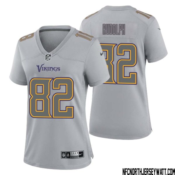 Kyle Rudolph No 82 Women Gray Minnesota Vikings Atmosphere Fashion Game Jersey – Replica