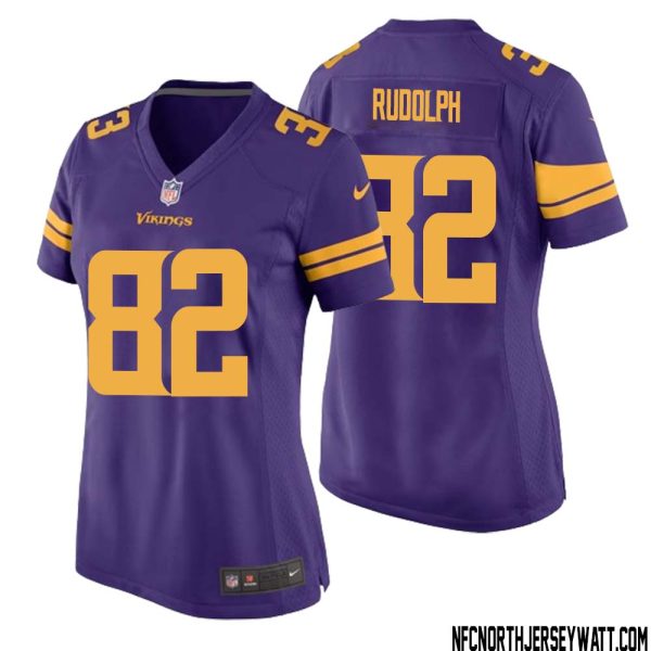 Kyle Rudolph No 82 Women Purple Minnesota Vikings Alternate Game Jersey – Replica