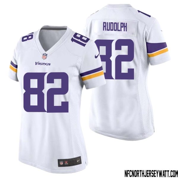 Kyle Rudolph No 82 Women White Minnesota Vikings Game Player Away Jersey – Replica