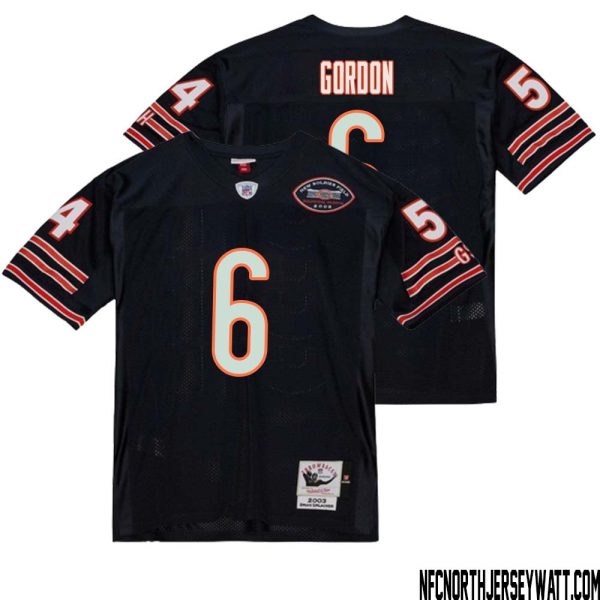 Kyler Gordon No 6 Men Mitchell & Ness Dark Navy Chicago Bears 2004 Authentic Throwback Retired Player Jersey – Replica