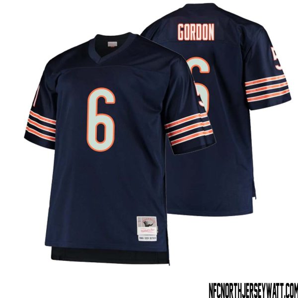 Kyler Gordon No 6 Men Mitchell & Ness Navy Chicago Bears Big & Tall 1966 Retired Player Replica Jersey