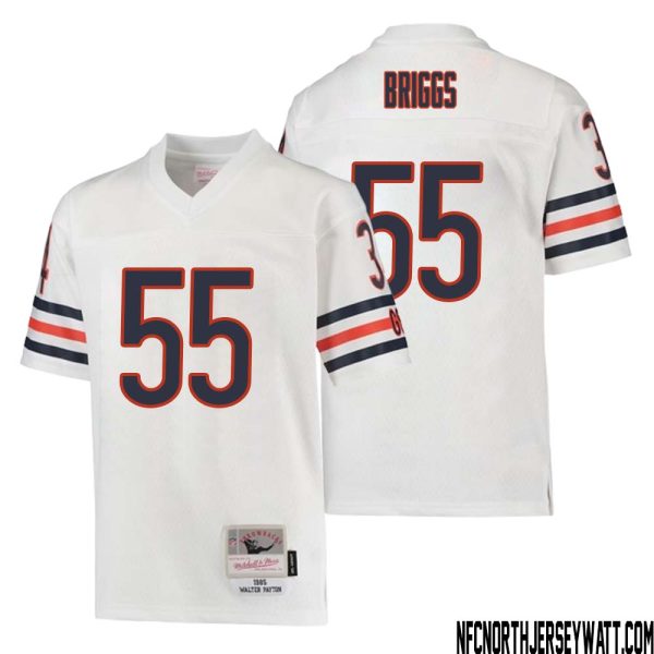 Lance Briggs No 55 Youth Mitchell & Ness White Chicago Bears 1985 Retired Player Legacy Jersey – Replica