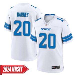 Lem Barney No 20 Men’s Detroit Lions Away Game 2024 Jersey – White